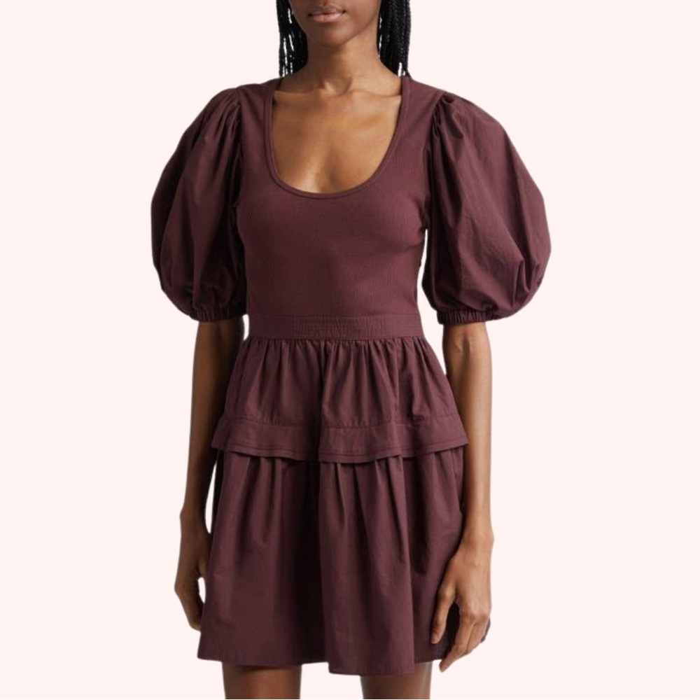 ULLA JOHNSON Tilda Bordeaux Boho Mini Dress Sz Medium